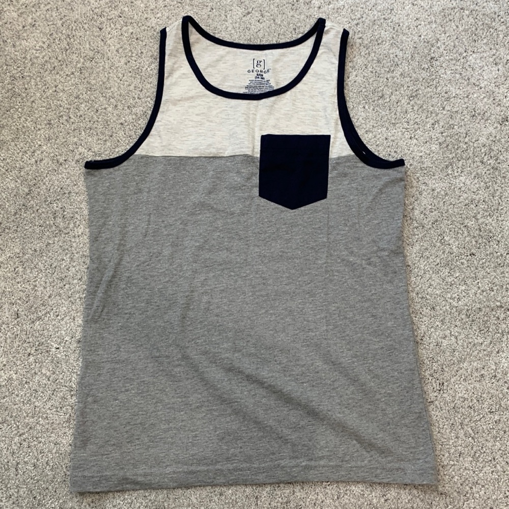 Men’s off white and gray tank top.